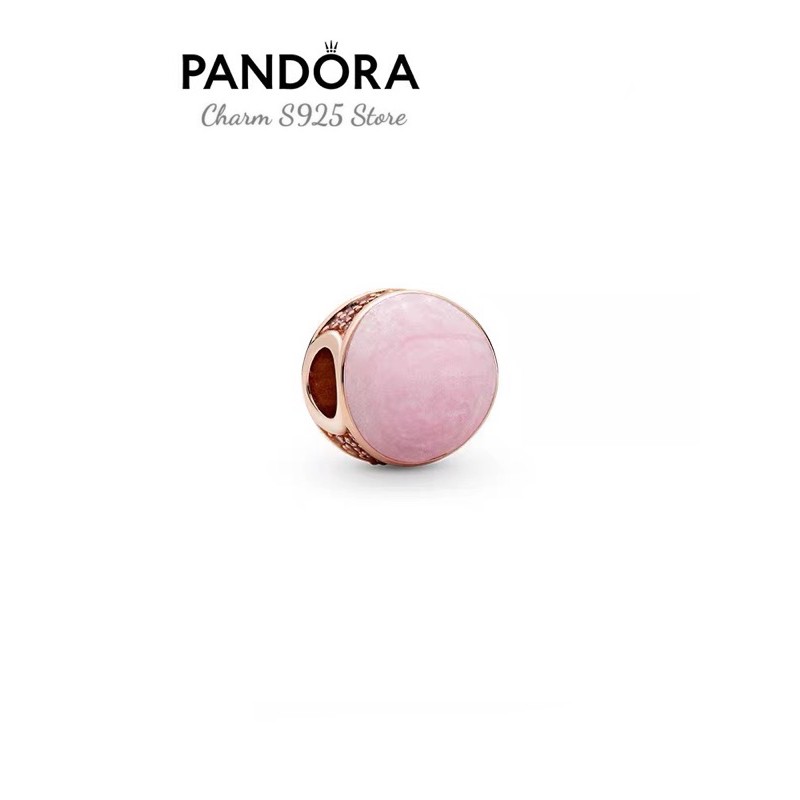 charm pan xỏ ngang đính đá hồng bạc s925 cao cấp