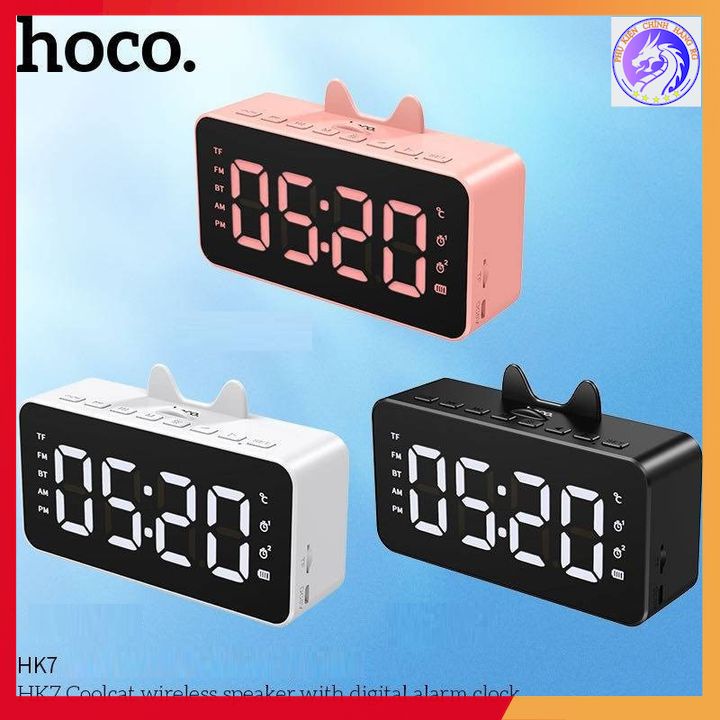 Loa Bluetooth Kiêm Đồng Hồ Báo Thức Và FM Hoco HK7 Dung Lượng Pin 2000 mAh - Pin Trâu Có Đèn LED Thông Minh Tiện Ích - B