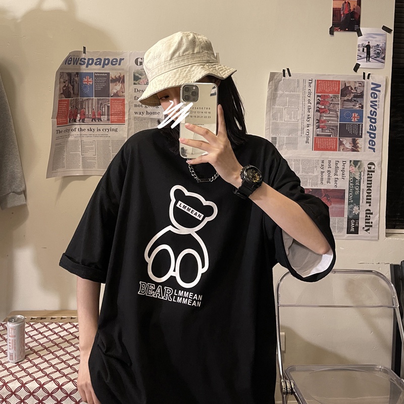 Áo Thun Tay Ngắn Cổ Tròn In Hình Gấu Thời Trang Dành Cho Nữ