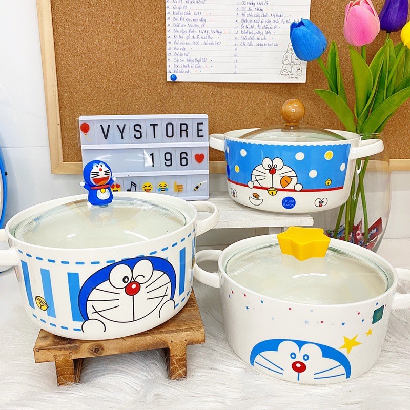 NỒI SỨ ĂN MÌ ĐÔREMON / THỐ NẤU SOUP HOẠT HÌNH ĐÔRAEMON ĐUN ĐƯỢC TRỰC TIẾP TÊN BẾP