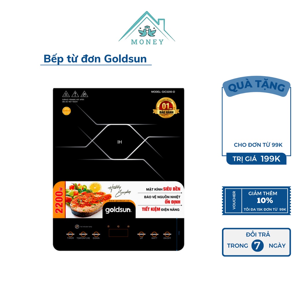 Bếp từ đơn Goldsun GIC3200-D và Bếp hồng ngoại đơn GIC3501-D - Bếp điện từ nấu lẩu, chiên, xào rán - GIA DỤNG MONEY
