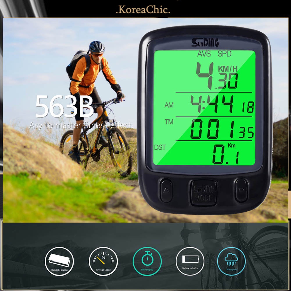 Bộ đồng hồ đo tốc độ xe đạp có màn hình LCD chống thấm nước tiện dụng khi đạp xe kèm phụ kiện