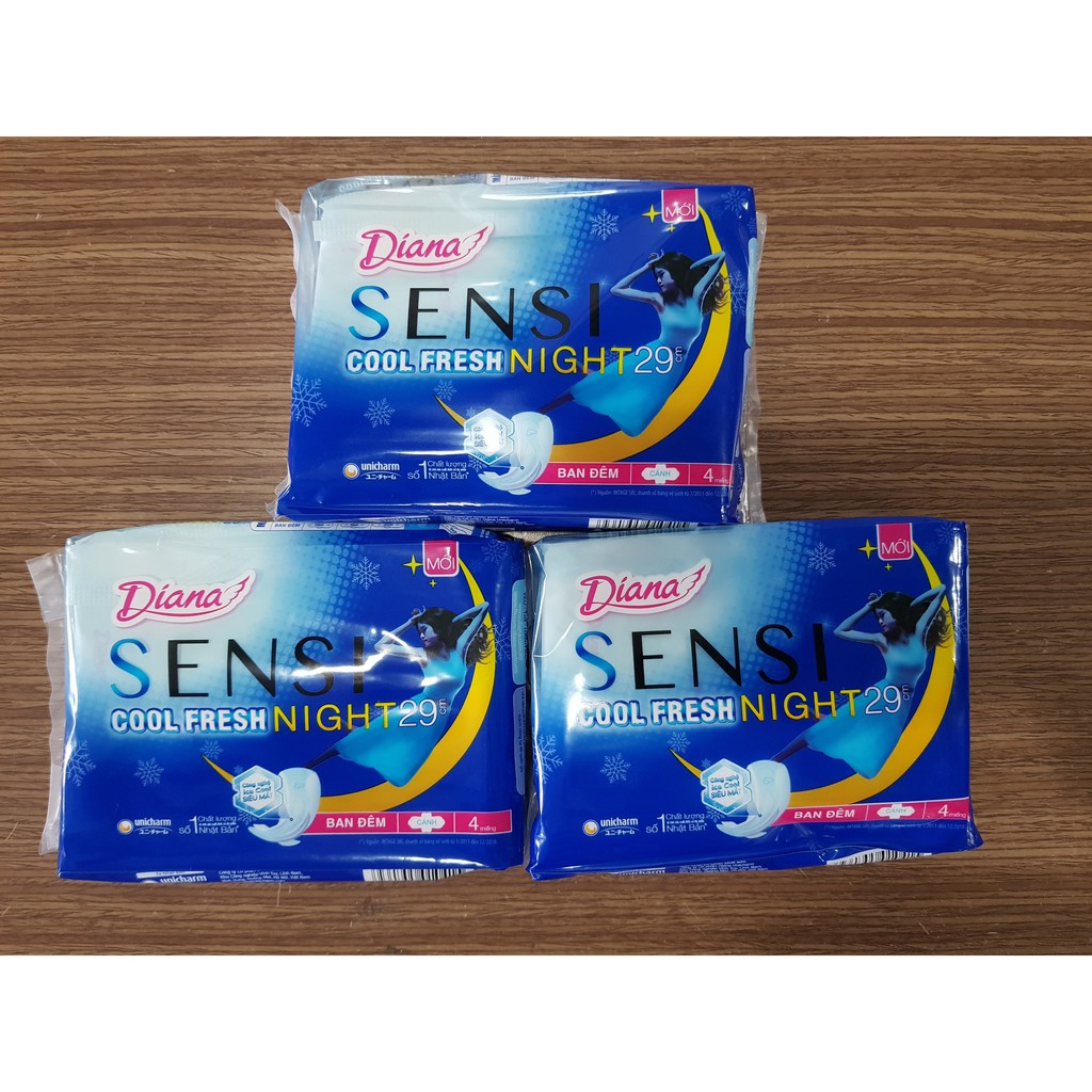 Combo 6 gói BVS ban đêm Diana Cool Fresh siêu mát có cánh 29CM