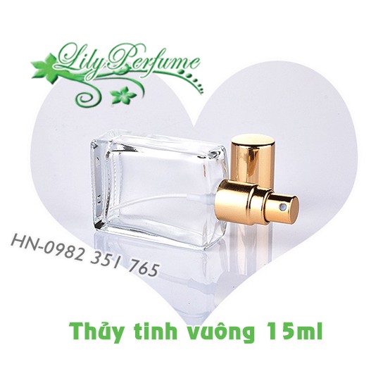 Lọ chiết nước hoa 15ml thủy tinh vuông dẹt