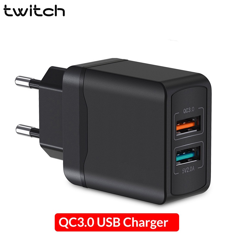 Củ sạc nhanh Twitch 28W QC 3.0 2 cổng USB tiện lợi cho du lịch