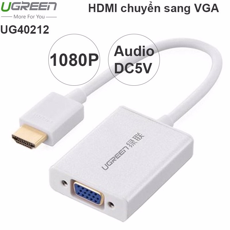 Cổng chuyển HDMI to VGA hãng Ugreen mạ vàng siêu bền