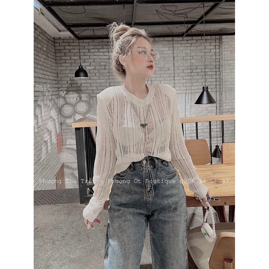Áo Len Lưới Prada dây xích. Hàng nhập QUảng Châu. Có 3 màu. Phom dễ mặc. Đơn giản mà xinh. Mua nhanh kẻo hết