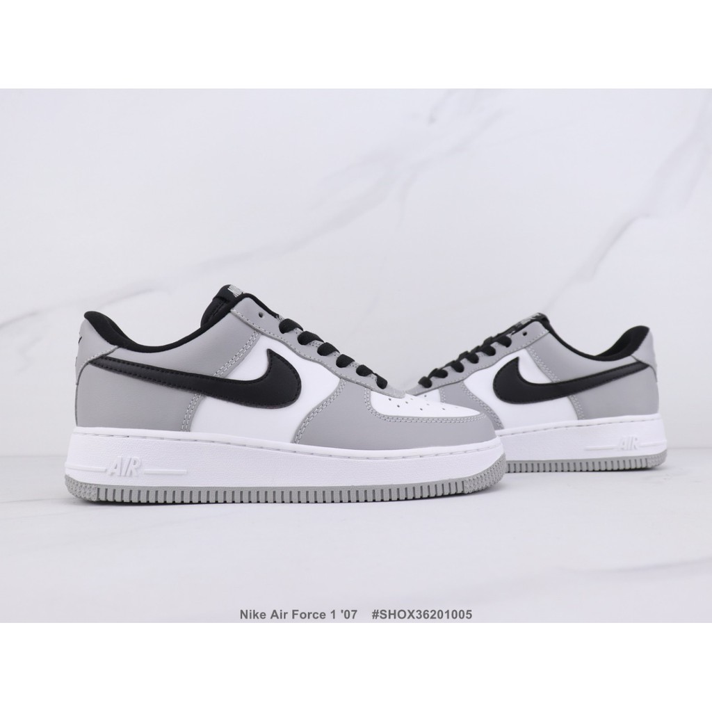 Nike Air Force 1 ’07 Nike Air Force One Low-Top Sneakers White Grey Black Leather 36-45 #SHOX36205