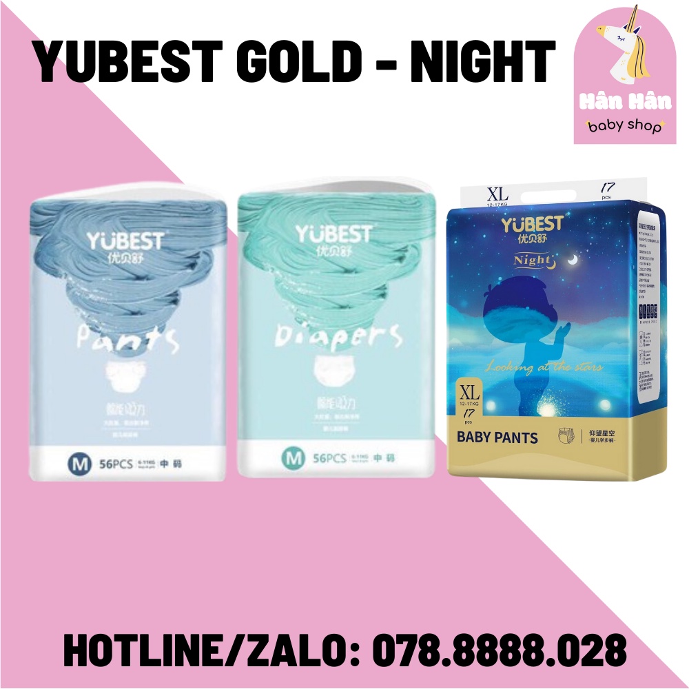 (YUBEST GOLD- NIGHT)Bỉm/Tã Nội Địa Trung Đủ Size S90/M84/L78/XL72/XXL66/XXXL66