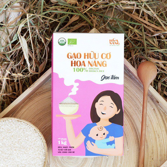 Gạo hữu cơ cho bé ăn dặm / Gạo Hoa Nắng hữu cơ hộp 1kg