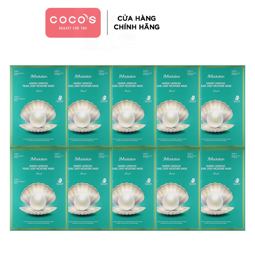 [Mã COSCOCOT3 -8% đơn 250K] Combo 10 Mặt Nạ Dưỡng Trắng Jm solution Marine Luminous Pearl Deep Moisture Mask 30ml x 10