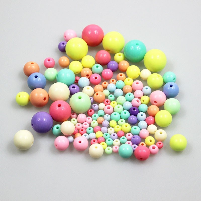 gói 25gam hạt nhựa tròn nhiều màu pastel 6/8/10/12/14mm