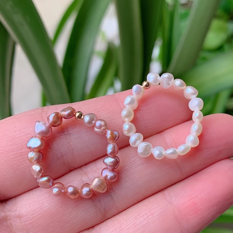 Nhẫn chuỗi hạt ngọc trai nhân tạo xinh xắn thời trang dành cho nữ