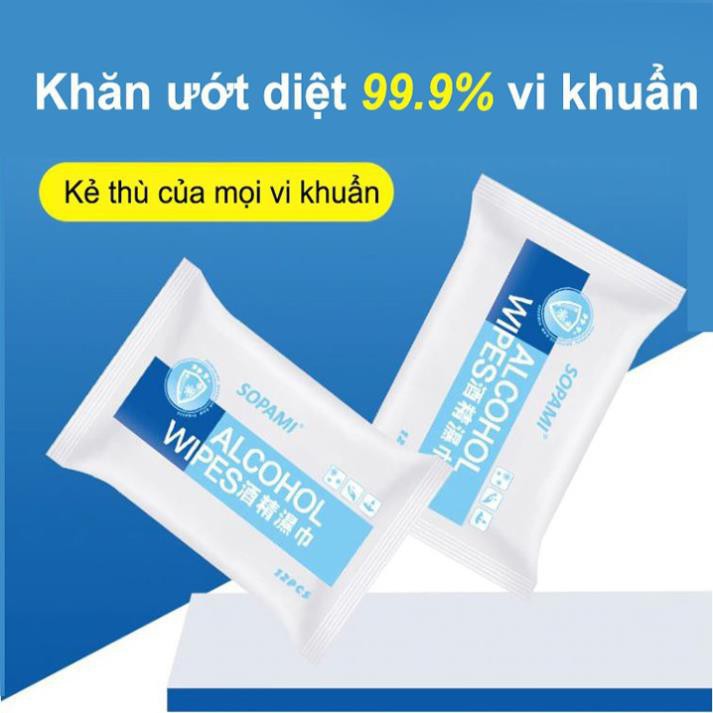 [Hàng Cao Cấp - 1 Đổi 1] Bịch Khăn giấy ướt có cồn alcohol wipes diệt kháng khuẩn đa năng lau bếp .