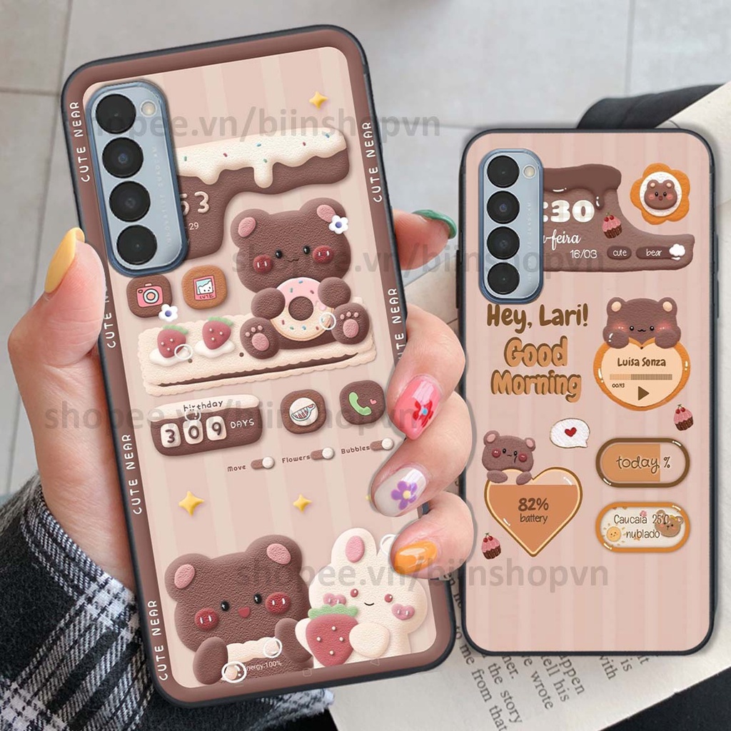 Ốp Oppo Reno4 / Reno4 Pro / Reno 4 in 3D icon gấu nổi siêu xinh, siêu đáng yêu, cá tính phong cách