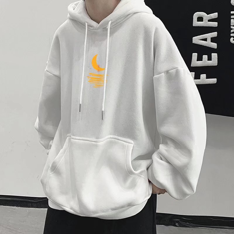Áo hoodie tay dài dáng rộng in hoạt hình phong cách hiphop đường phố mùa đông Hàn Quốc cho nam cỡ lớn M-8XL