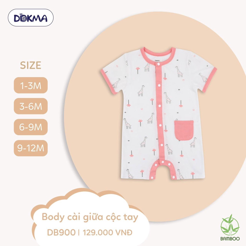 Bộ bodysuit cài vai cho bé sơ sinh chất liệu cao cấp DB900 hiệu Dokma size 1 - 12M Tiệm Nhà Sóc