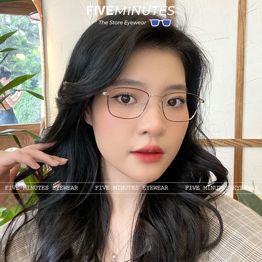 Gọng kính nam nữ, kim loại mảnh dáng vuông Five Minutes 8818 Unisex Siêu hot 2022
