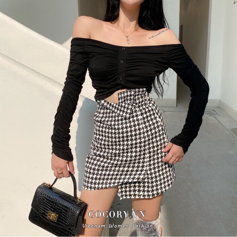 Cocory vn Chân Váy Lưng Cao Phong Cách Retro Thời Trang Nữ