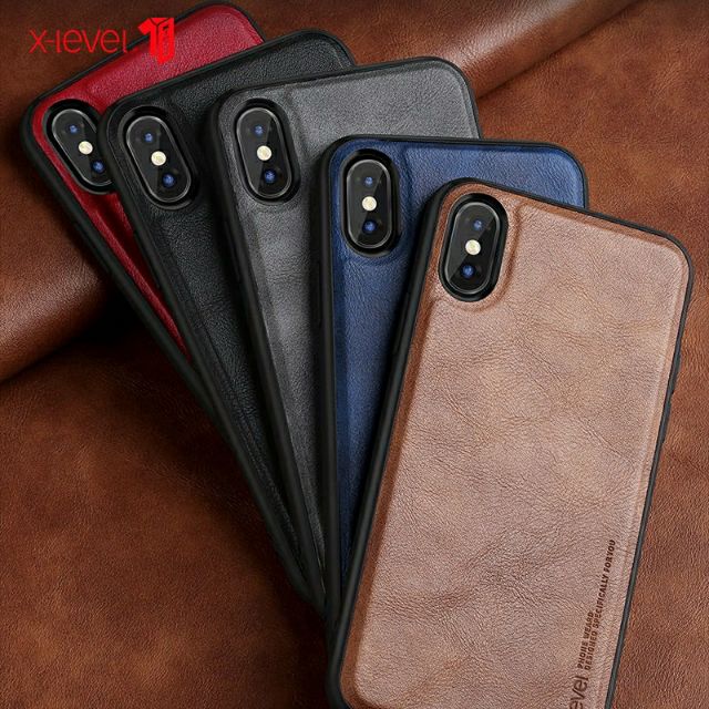 Ốp lưng da PU hiệu X-level Iphone X/XS/XR/XS MAX lưng chống sốc,chống bám vân