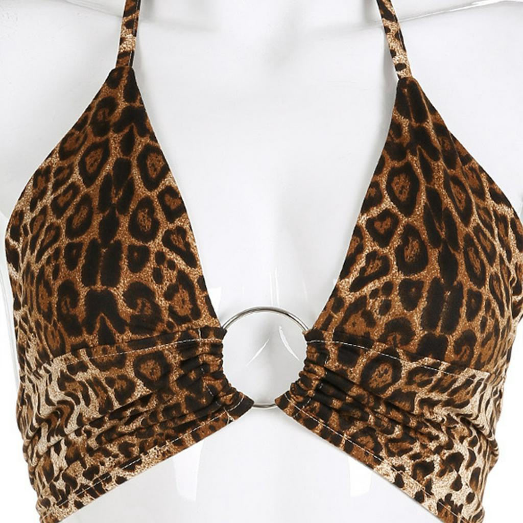 Áo Croptop Hoạ Tiết Da Báo Thiết Kế Hở Lưng Quyến Rũ