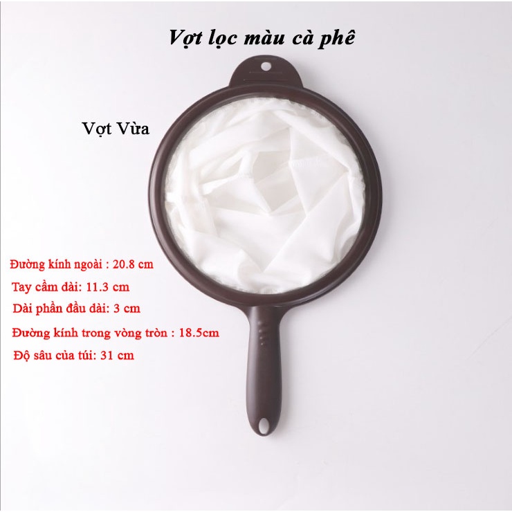 Vợt lọc trà vải, quai inox, nhiều kích thước, vợt lọc màu cà phê, HVL TEA