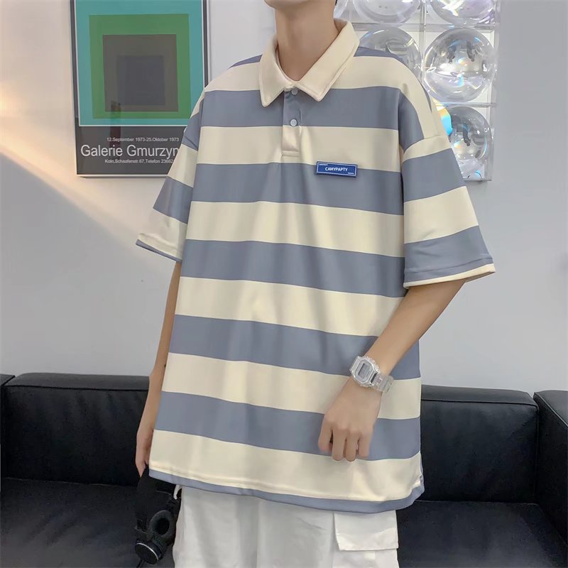 Áo polo Ngắn Tay Họa Tiết Sọc Ngang Thời Trang Dành Cho Nam