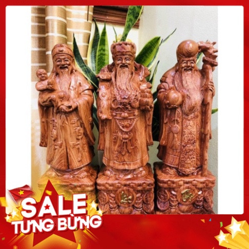 Tượng tam đa phúc lộc thọ gỗ hương