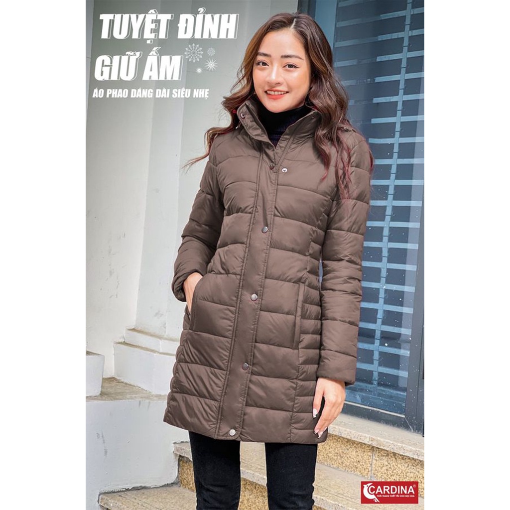 Áo phao nữ CARDINA dáng dài siêu nhẹ cao cấp, thiết kế sang trọng cho mùa đông ấm áp PDF.
