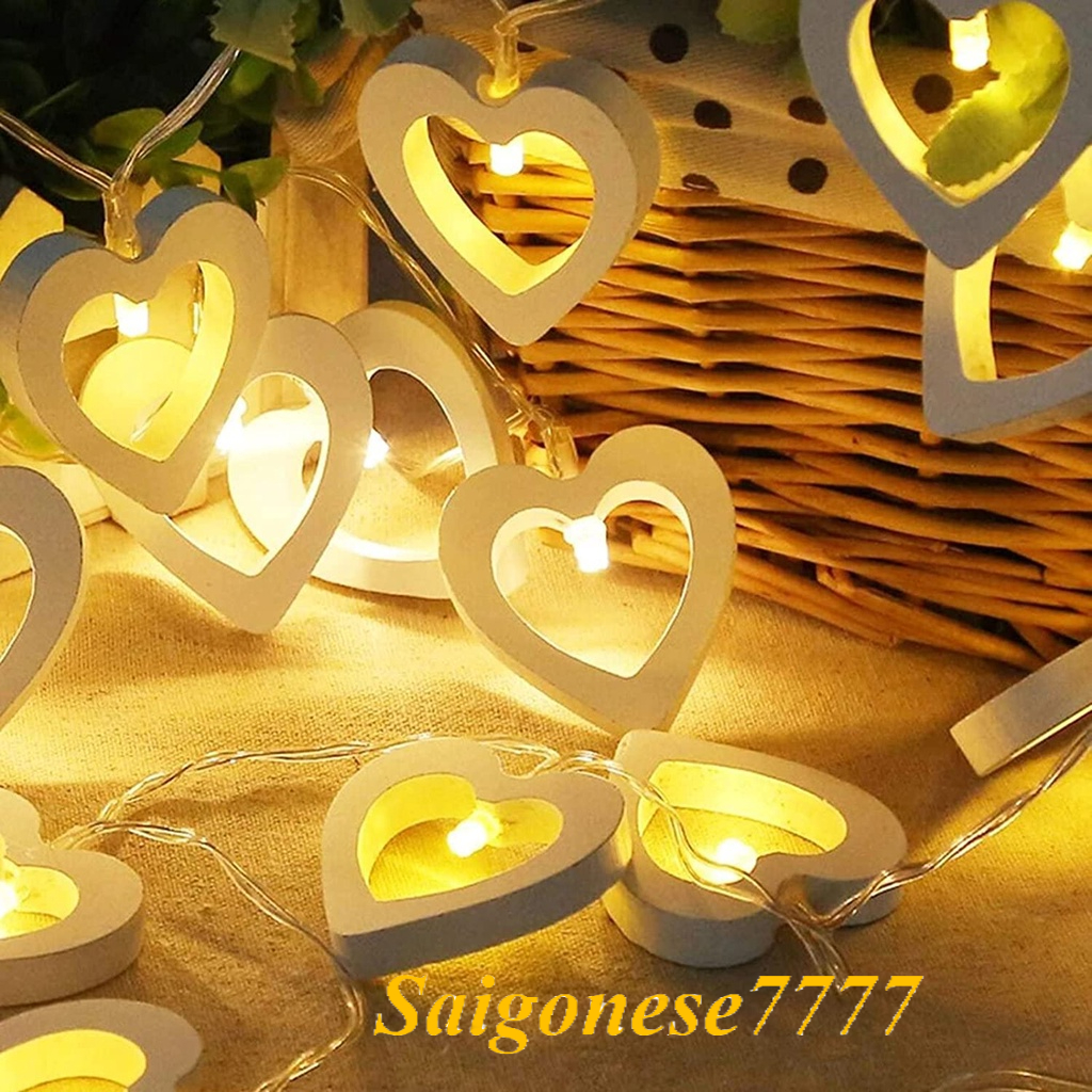 Dây Đèn Led Xài Pin AA/USB Bóng Đèn Trái Tim Trang Trí Tiệc Cưới String Light Decorative Light Valentine
