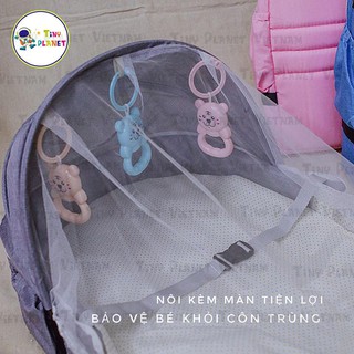 Nôi cũi di động gấp gọn cho bé (kèm màn & thú treo)