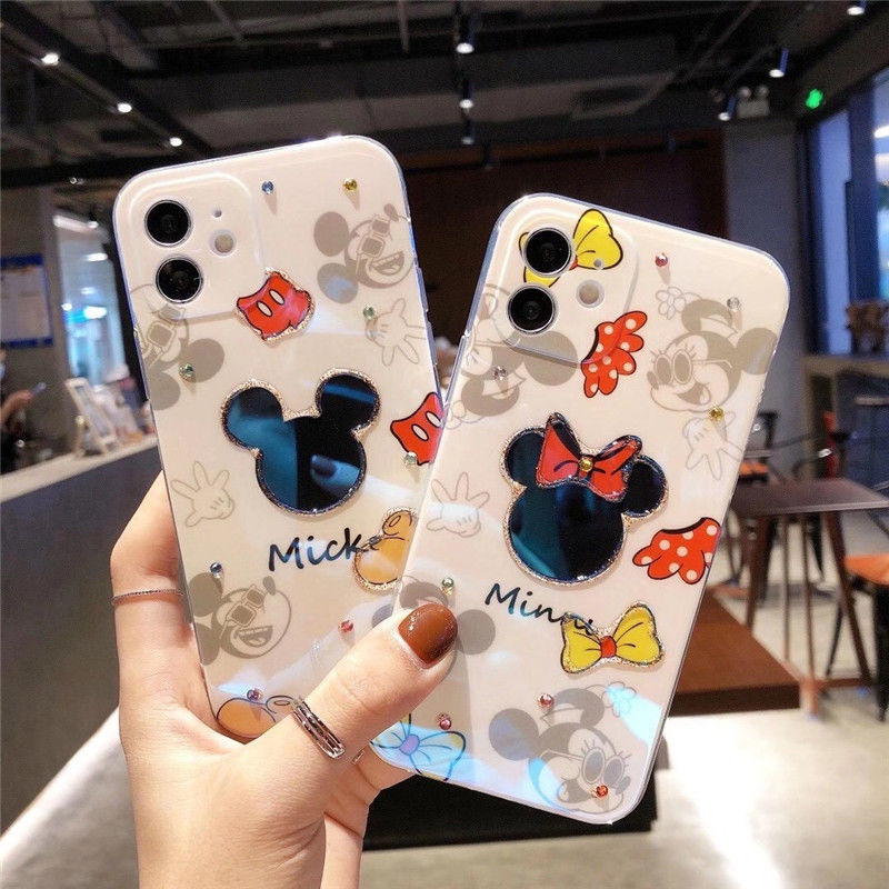 Cute cartoon Mickey Minnie blue light soft plastic mobile phone case iPhone se/7/7p/8/8p/x/xs/xsmax/xr/11/12/mini/pro/promax