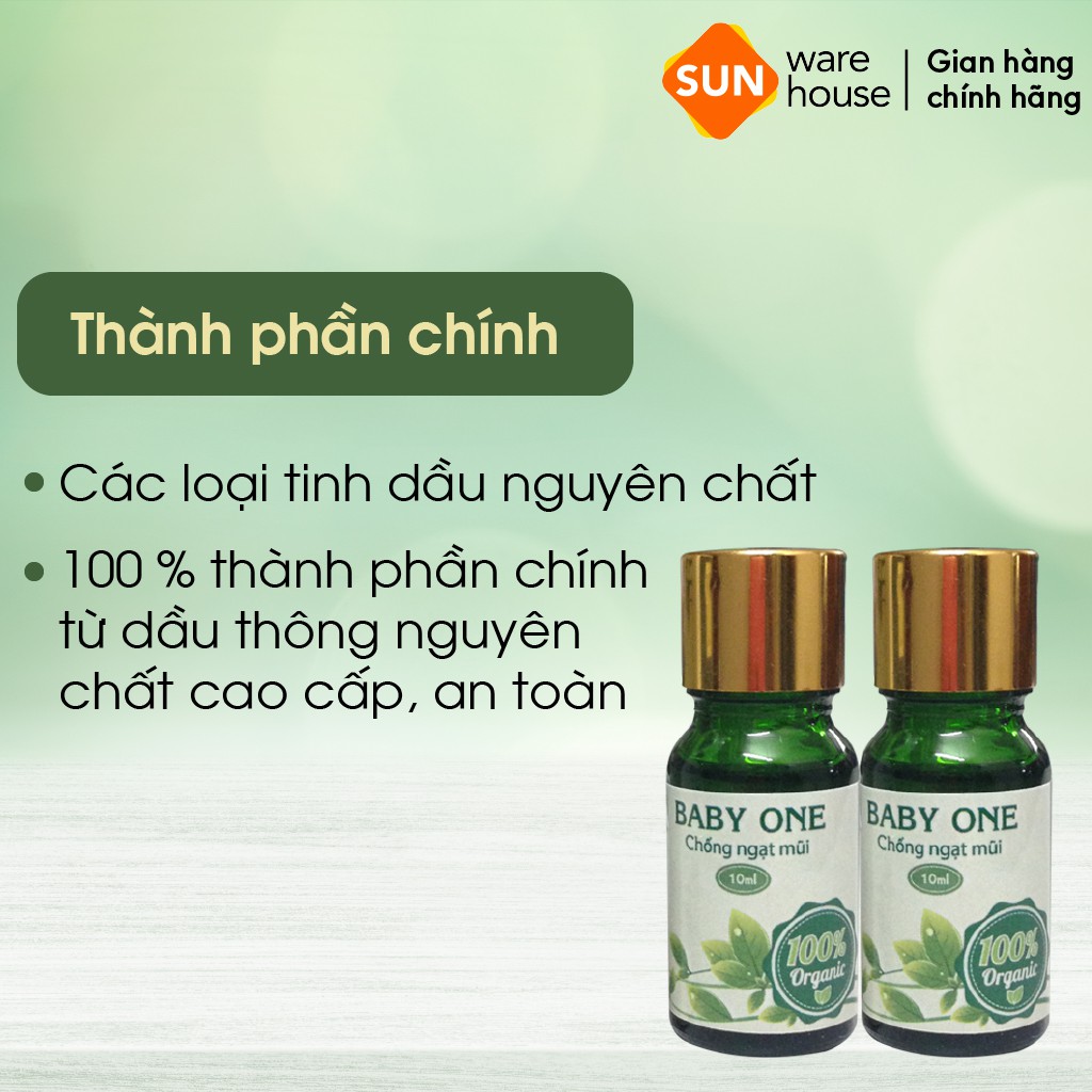 [Mua 1 tặng 1] Tinh Dầu Baby One Chống Ngạt Mũi, Sổ Mũi Thành Phần Thiên Nhiên An Toàn Cho Bé Loại 10ml