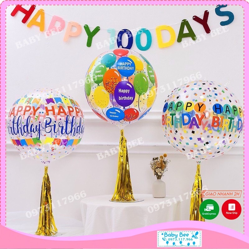 Bóng 4D In Chữ HAPPY BIRTHDAY Phong Cách Hàn Quốc Size 22 Inch