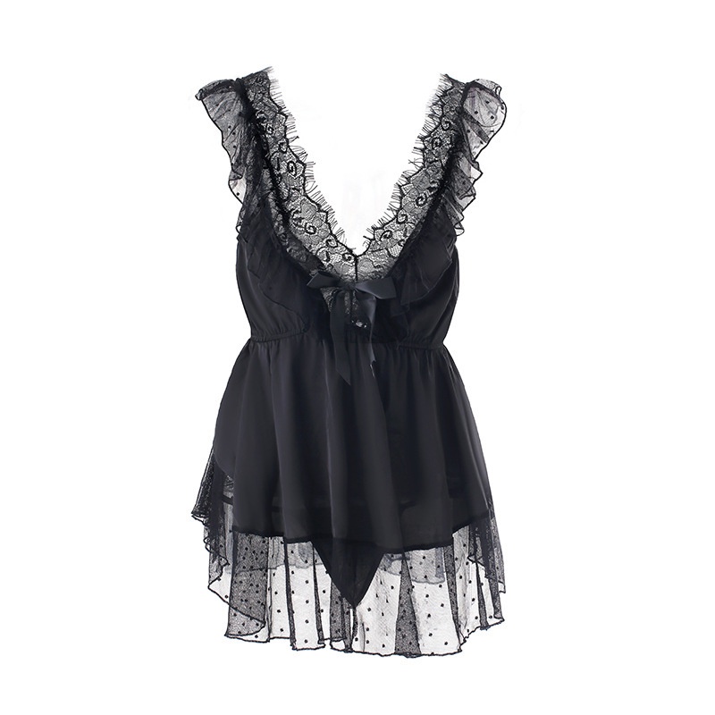 Bộ Đồ Ngủ Lưới Hở Lưng Gợi Cảm Cho Nữ