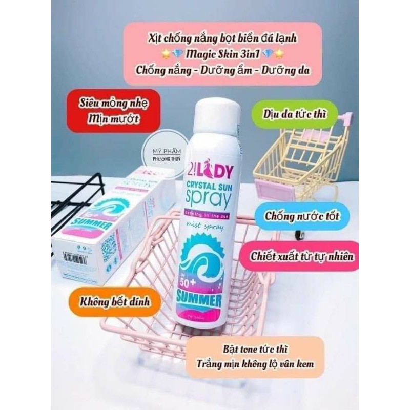 Xịt Chống Nắng 2Lady cho mặt và body 180ml