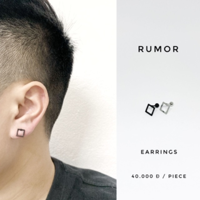 Khuyên tai minimal hình vuông thép y tế cao cấp