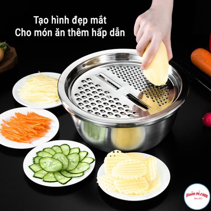 Bộ rổ, chậu kèm nạo rau củ quả inox đa năng 3in1 cao cấp siêu tiện dụng - Buôn rẻ.com 00993