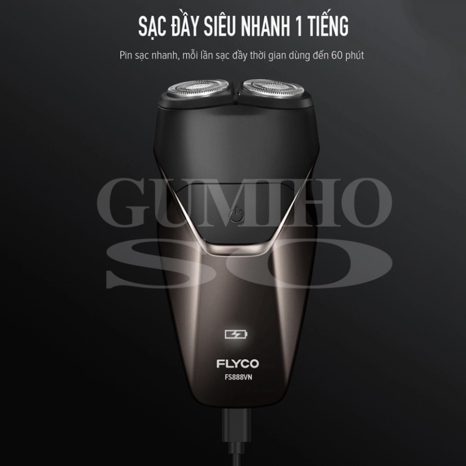 Máy Cạo Râu Flyco 2 Lưỡi Sạc Nhanh Kháng Nước FS888VN Hàng Chính Hãng Bảo Hành 24 Tháng - Violet Lotus