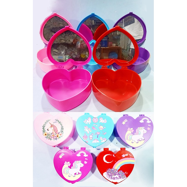 Hộp tim ngựa thần unicorn kèm gương HKG22 dễ thương cute đựng trang sức hoạt hình