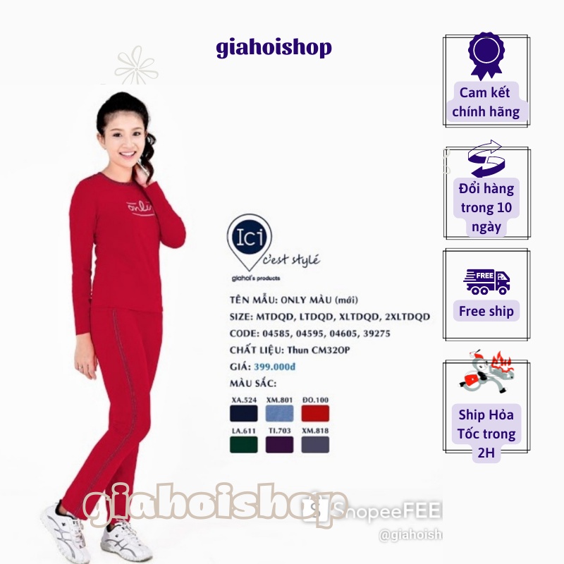 Thanh lý Bộ mặc nhà Gia Hồi TDQD Only Màu size M+ L( giá gốc 399k)