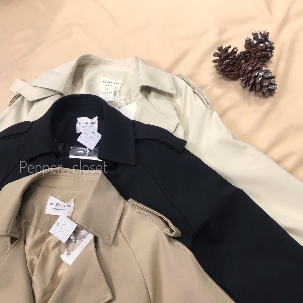 [Ảnh thật] Áo Mangto ngắn, vải Kaki cao cấp, phong cách Hàn Quốc