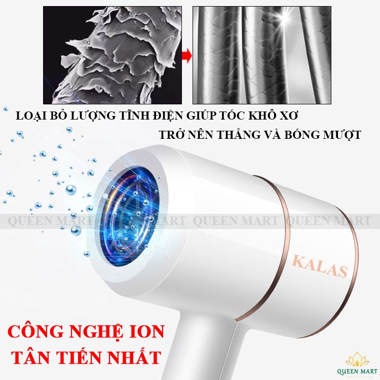 Máy Sấy Tóc Kalas Công Suất Lớn 2000W Kèm Phụ Kiện Máy làm tóc, Bộ bấm móng tay, Lược, Ngoáy tai – Q063