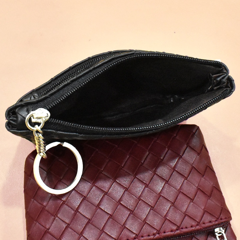 Ví Đựng Tai Nghe, Thẻ, Đồng Xu Họa Tiết Đan Chéo