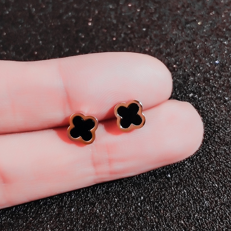 Khuyên tai JIUDUOLAN thép titan mặt cỏ bốn lá không phai màu dễ phối đồ thời trang dành cho nữ
