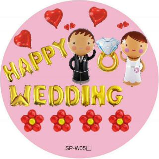 Sét bóng trang trí happy wedding