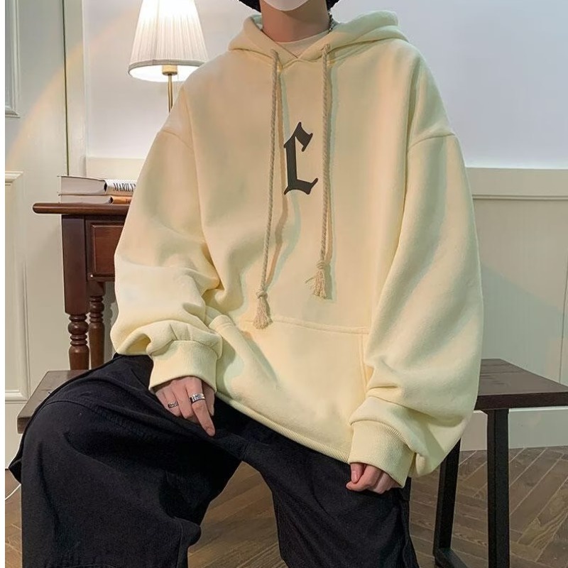 Áo Hoodie Mùa Thu Dáng Rộng Tay Dài In Chữ Màu Nâu Cổ Điển Thời Trang Nam Và Nữ