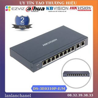 Switch chia mạng 8 cổng PoE Hikvision DS-3E0310P-E/M, 2 cổng uplink 10/100/1000Mbps - BẢO HÀNH 24 THÁNG