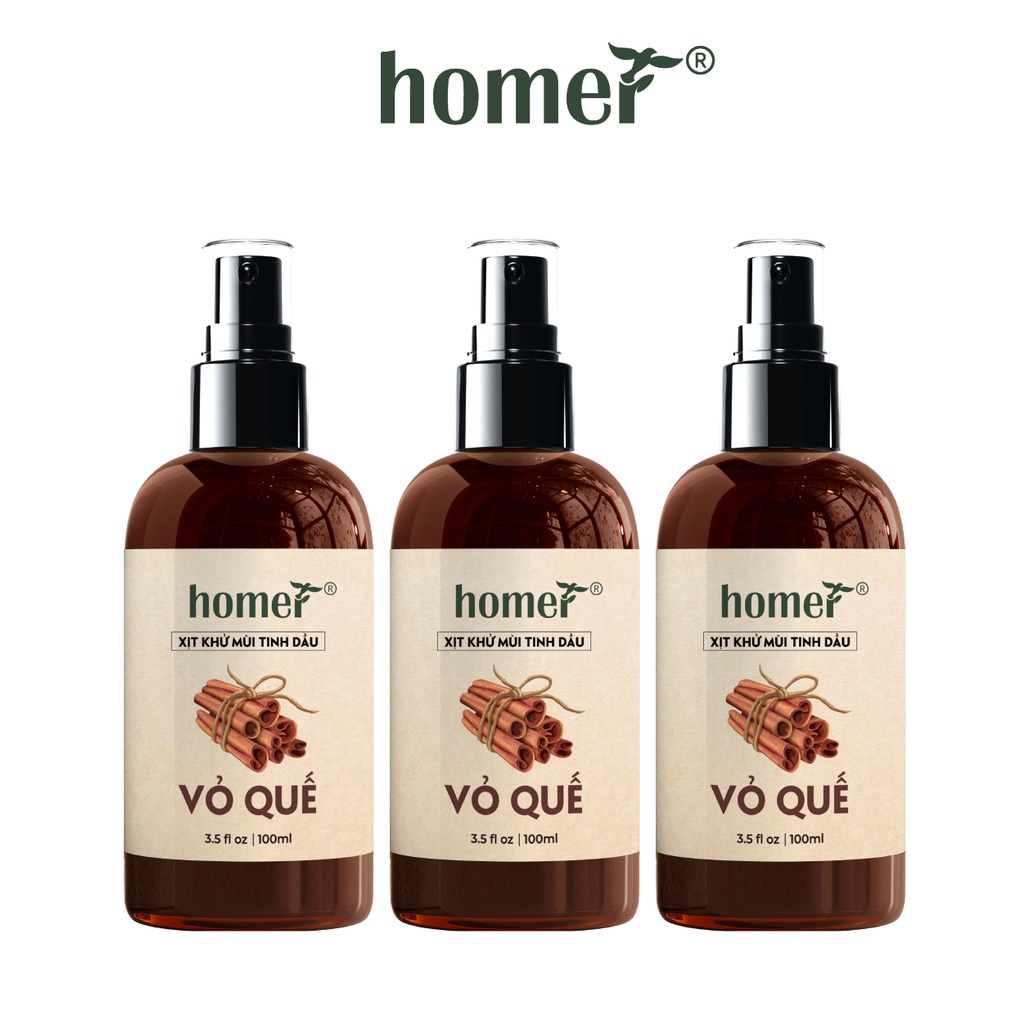 Combo 3 xịt thơm phòng Vỏ Quế Homer 100ml/ chai