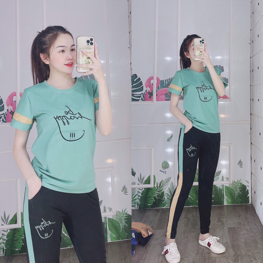 Đồ bộ nữ mặc nhà bộ đồ thun cotton bộ quần dài form rộng bigsize
